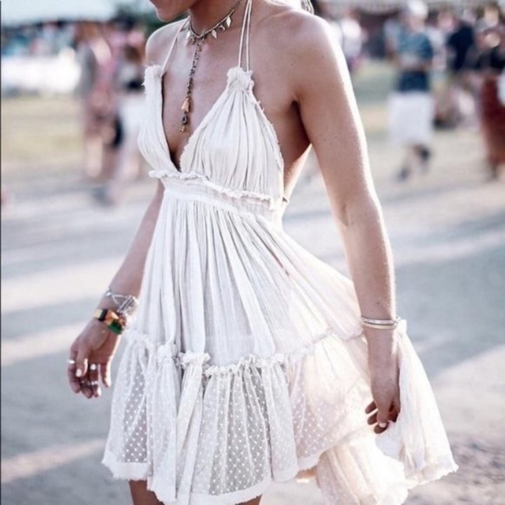 Boho Chic Halter Ruffle Dress - Picture 3 of 9